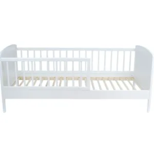 Pat din lemn cu protectii laterale Junior 120x60 cm Alb