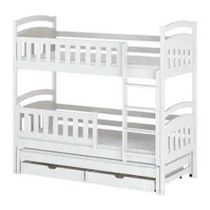 Pat etajat pentru 3 copii Blanka Premium 200x90 cm Alb