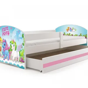 Pat pentru copii Micii Ponei 160x80 cm saltea inclusa
