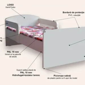 Pat pentru copii Printese cu manere si saltea