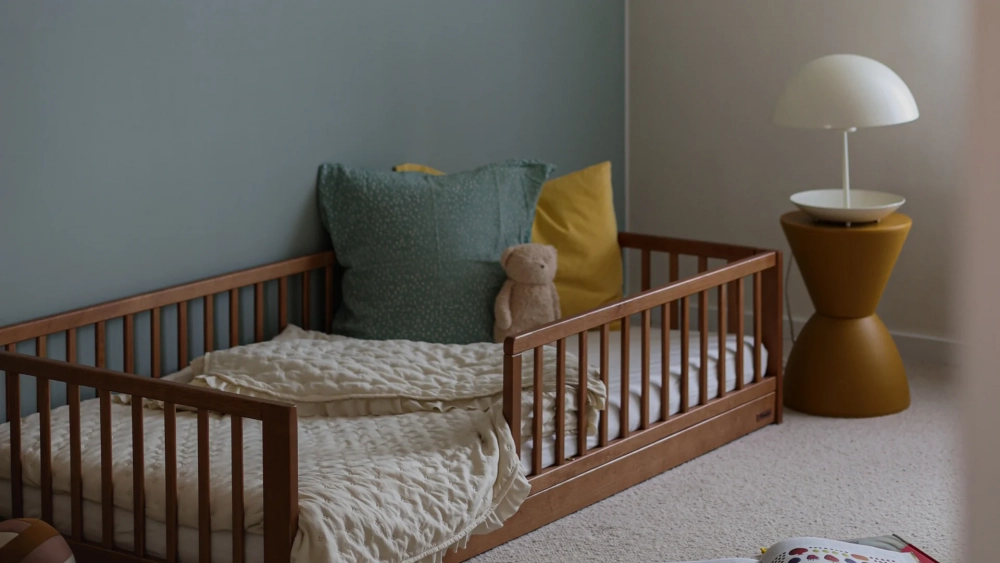 Pat pentru copii Woodies din lemn Montessori vintage 160x80 cm