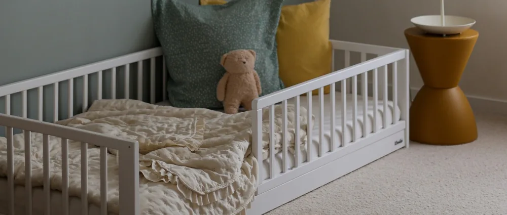 Pat pentru copii Woodies din lemn Montessori white 160x80 cm