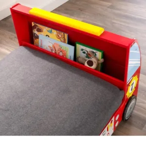 Pat pentru copii din lemn Ginger Home camion de pompieri cu protectii laterale