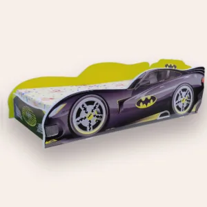 Pat pentru copii masina Batman Galben cu saltea