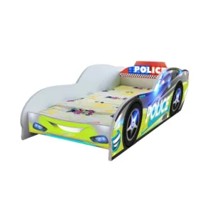 Pat pentru copii masina Police cu saltea