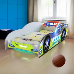 Pat pentru copii masina Police cu saltea
