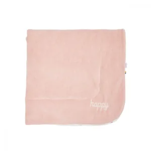 Patura din velur Cotton Twins Happy 90x90 cm roz