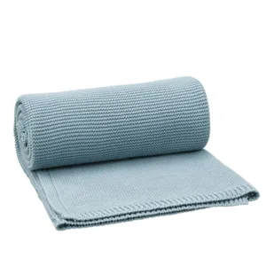 Patura impletita din bumbac organic 80x100 cm blue fog