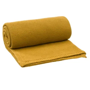 Patura impletita din bumbac organic 80x100 cm galben-mustar