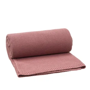 Patura impletita din bumbac organic 80x100 cm rose down