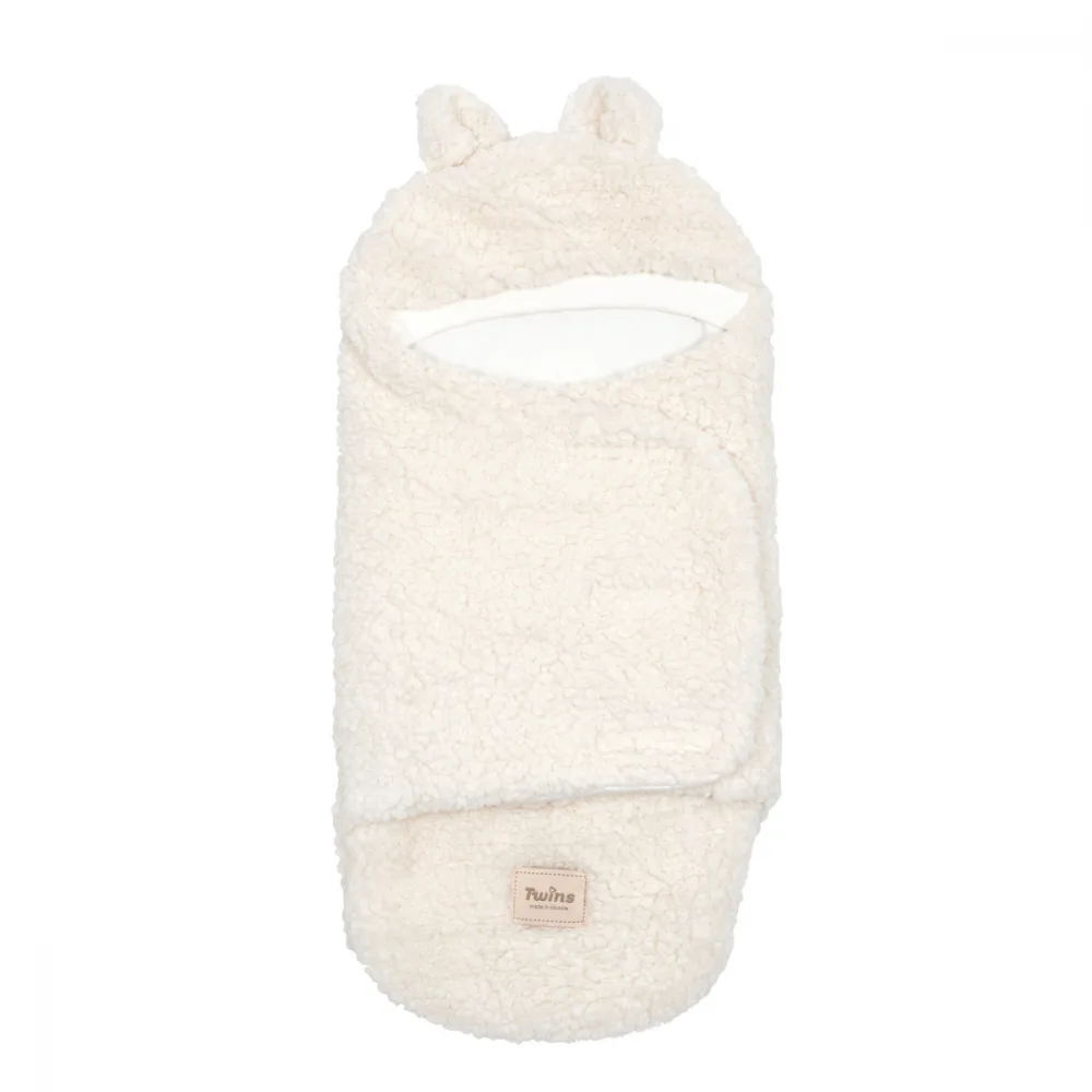 Patura plic din bumbac pentru bebelusi Twins Teddy bej