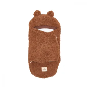 Patura plic din bumbac pentru bebelusi Twins Teddy maro