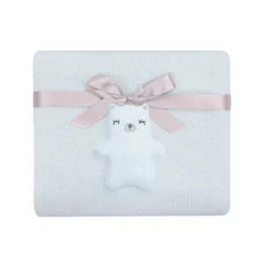 Patura tricotata din bumbac 75 x 100 cm Kikka Boo Bear With Me Albastra