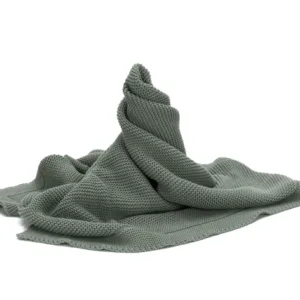 Patura tricotata din bumbac organic Fillikid Green 80x100 cm
