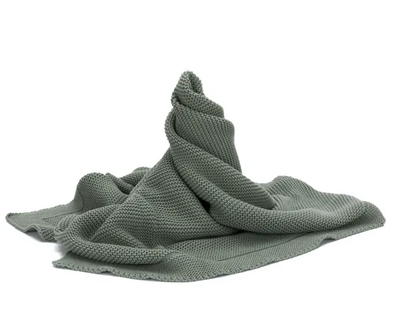 Patura tricotata din bumbac organic Fillikid Green 80x100 cm