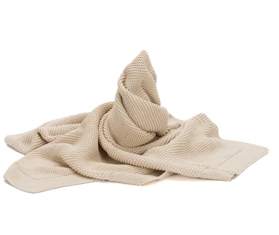 Patura tricotata din bumbac organic Fillikid Natur 80x100 cm