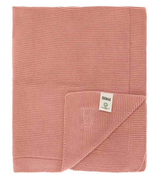 Patura tricotata din bumbac organic Fillikid Rose 80x100 cm