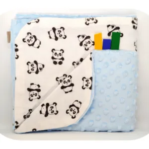 Paturica Minky pentru copii 75x75 cm K-637 Blue Panda
