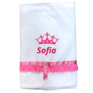 Paturica alba cu volanase personalizata bebe