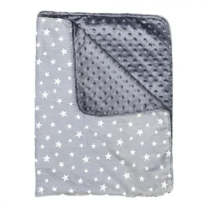 Paturica bebe dubla bumbac mincky pufos 75x95 cm Stelute pe Gri