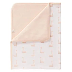 Paturica bebelusi din bumbac organic Swan peach pale 80x100 cm