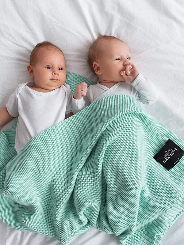 Paturica crosetata din bambus si bumbac Menta 80x100 cm