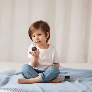 Paturica crosetata din bambus si bumbac albastru deschis 100x120 cm