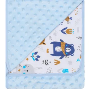 Paturica cu doua fete Minky si bumbac 80x90 cm Blue Bear