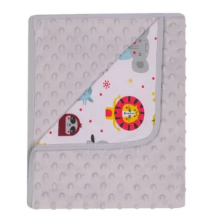 Paturica cu doua fete Minky si bumbac 80x90 cm Grey Safari