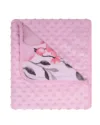 Paturica cu doua fete Minky si bumbac 80x90 cm Pink Flowers