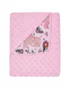 Paturica cu doua fete Minky si bumbac 80x90 cm Pink Rabbit
