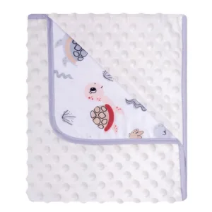 Paturica cu doua fete Minky si bumbac 80x90 cm Testoasa Ecru