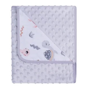Paturica cu doua fete Minky si bumbac 80x90 cm Testoasa Grey