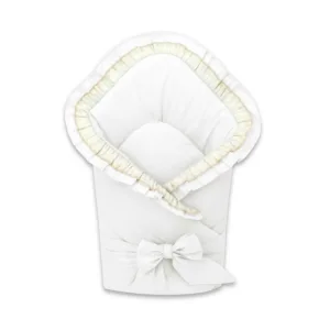 Paturica de infasat MimiNu cu volanase si dantela 75x75 cm White