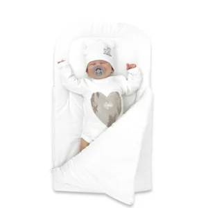 Paturica de infasat Qmini cu fermoar 72x45 cm din catifea matlasata White