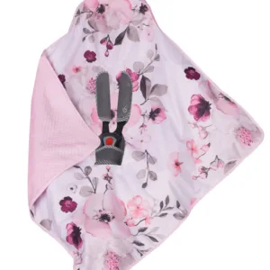 Paturica de infasat cu urechiuse pentru scaun auto 80x80 cm Pink Flowers
