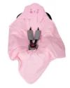 Paturica de infasat cu urechiuse pentru scaun auto Pink Rabbit