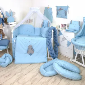 Paturica de infasat multifunctionala Fluffy bumbac blue 78x78cm Amy