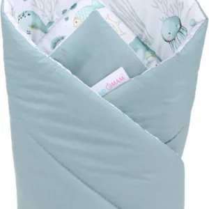 Paturica de infasat multifunctionala pentru nou-nascuti BabyMam Green Marine