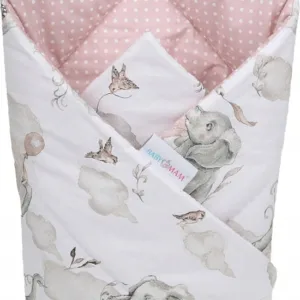 Paturica de infasat multifunctionala pentru nou-nascuti BabyMam Pink Elephant