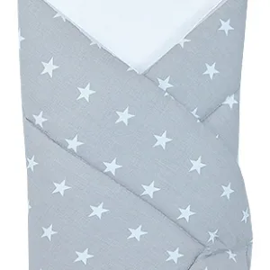 Paturica de infasat multifunctionala standard 80x80 cm White Stars on gray