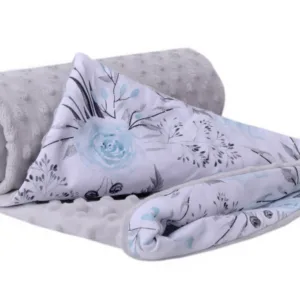 Paturica din bumbac 75x100 cm Nichiduta Minky Flowers Grey Blue