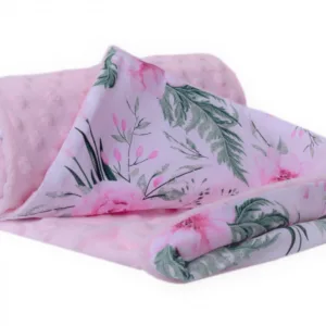 Paturica din bumbac Nichiduta 75x100 cm Minky Flowers Light Pink