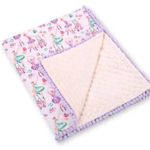 Paturica din bumbac cu doua fete 90x75 cm Minky Ballerinas Lilac