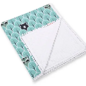 Paturica din bumbac cu doua fete 90x75 cm Minky Mint Forest