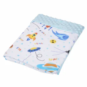 Paturica din bumbac model comete si planete si plus minky bleu 80x80 cm