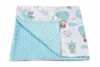 Paturica din bumbac model ursuleti si plus minky bleu 80x80 cm