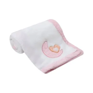 Paturica din fleece Mothers Choice cu broderie pentru bebelusi roz
