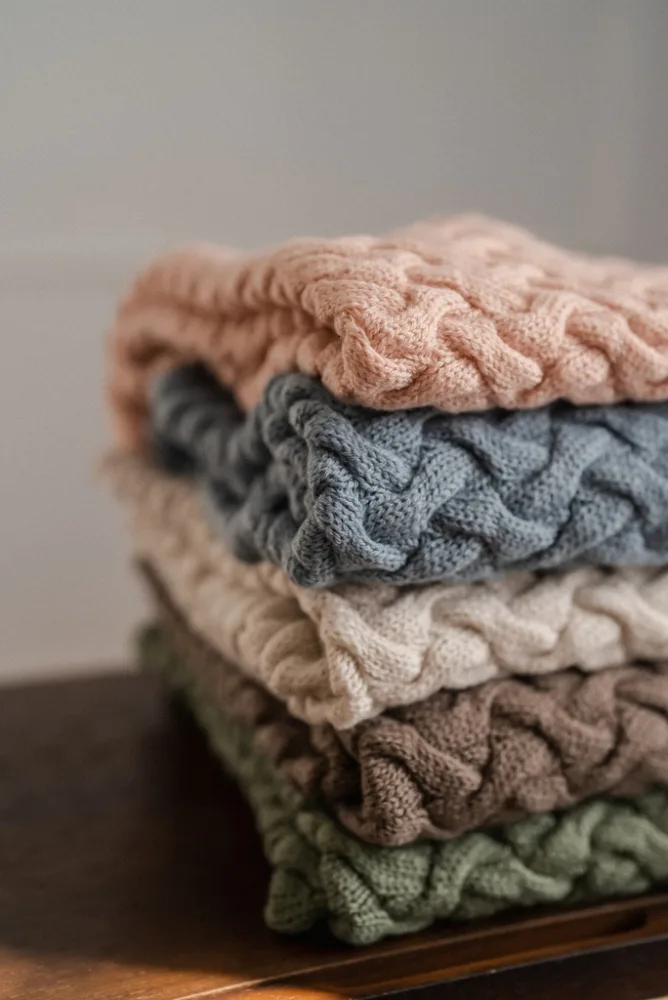 Paturica din lana merino pentru copii 85x85 cm La Millou Stoned Green