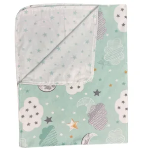 Paturica din panza de bumbac Junior 118x148 cm nori cu luna vernil